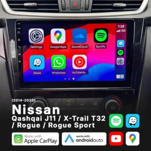 Nissan Qashqai J11 / X-Trail T32 / Rogue / Rogue Sport (2014-2020) - Head Unit Replacement: Radio Infotainment System with Wired & Wireless Apple CarPlay and Android Auto Compatibility