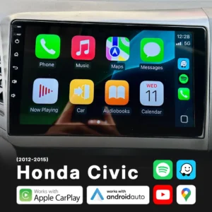 Honda Civic 2012-2015 - Head Unit Replacement: Radio Infotainment System with Wired & Wireless Apple CarPlay and Android Auto Compatibility