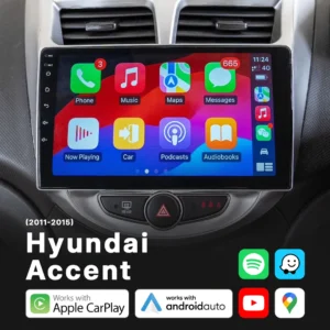 Hyundai Accent (2011-2015) - Head Unit Replacement: Radio Infotainment System with Wired & Wireless Apple CarPlay and Android Auto Compatibility