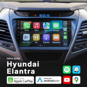 Hyundai Elantra (2013-2015) - Head Unit Replacement: Radio Infotainment System with Wired & Wireless Apple CarPlay and Android Auto Compatibility