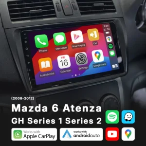 Mazda 6 Atenza GH Series 1 Series 2 (2008-2012) - Head Unit Replacement: Radio Infotainment System with Wired & Wireless Apple CarPlay and Android Auto Compatibility